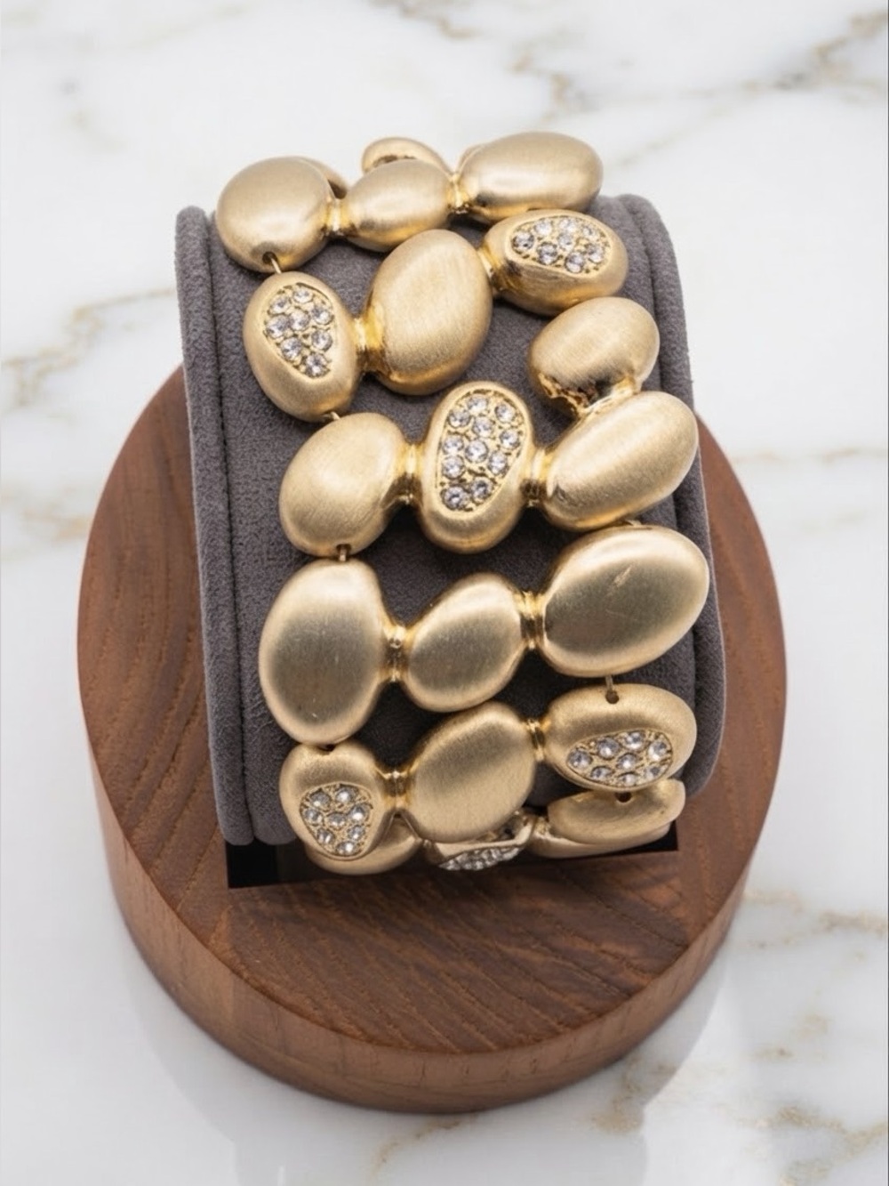 Stunning Gold Pebble Statement Bracelet